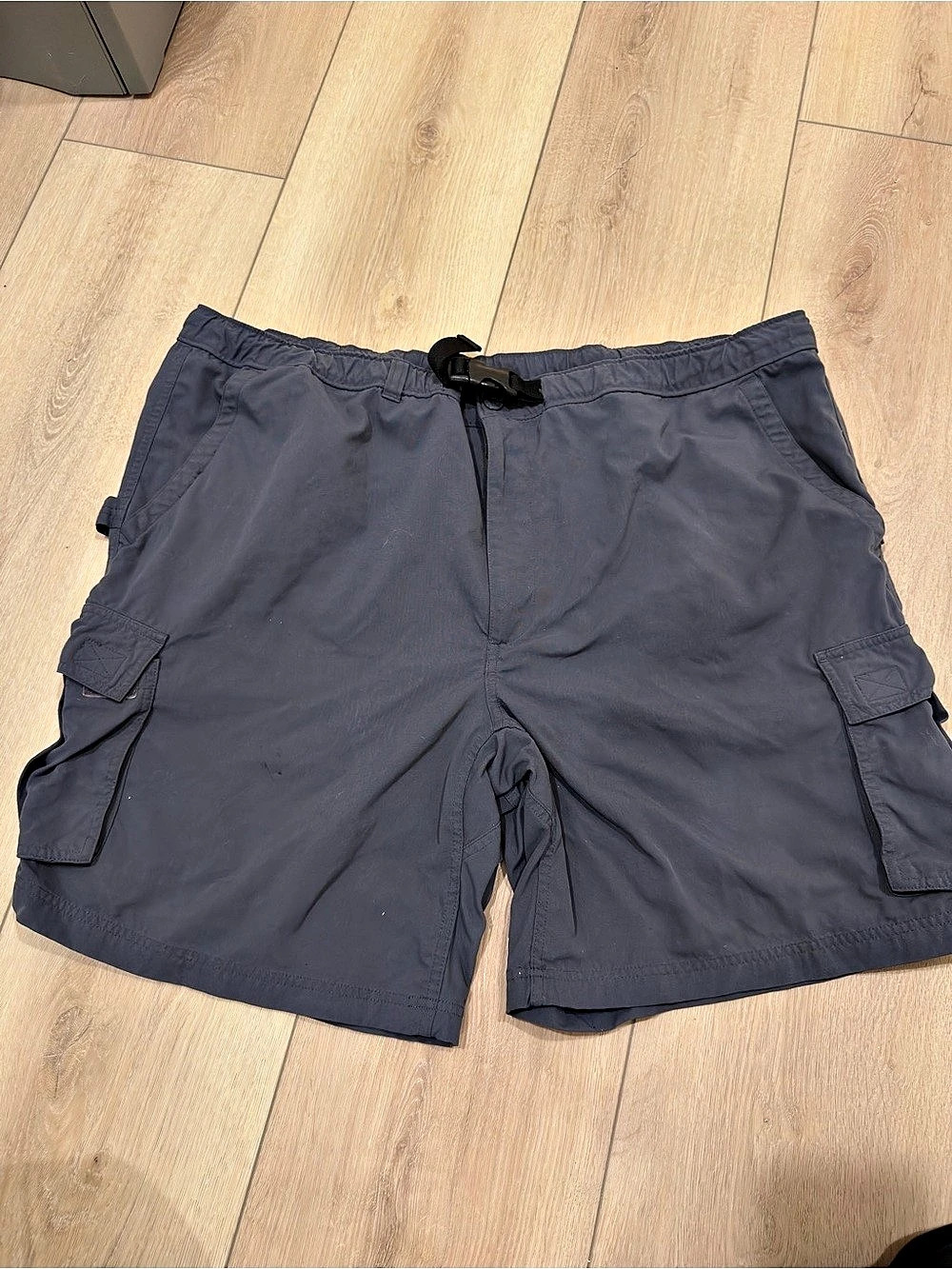 Duluth Trading Co Men’s 2XL Cargo Shorts Blue Gray Nylon Belted Utility Hiking